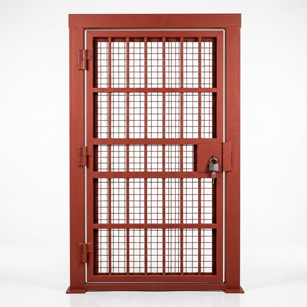 Steel door frame with security gate