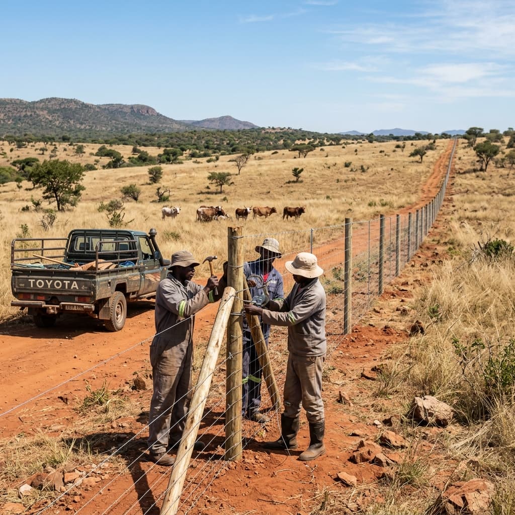Agricultural fence installation in Zimbabwe